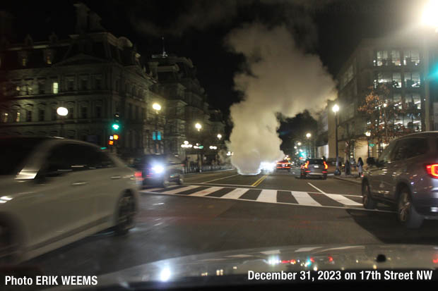 Steam street 17th NW by the Old Executive Office Building