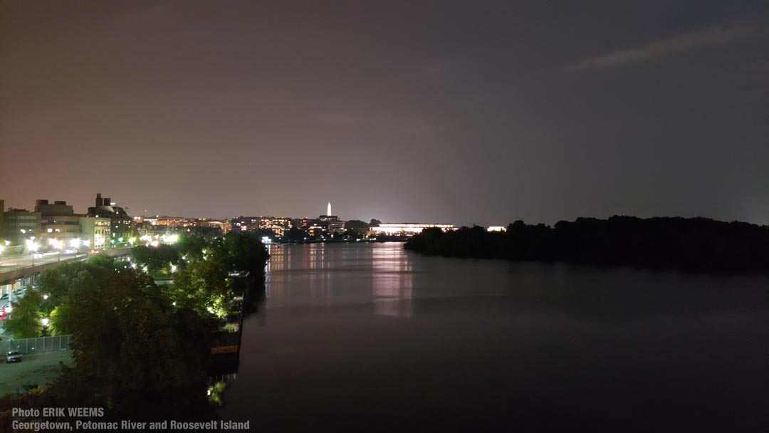Over the Potomac at night with Roosevelt Island Over the Potomac at night with Roosevelt Island