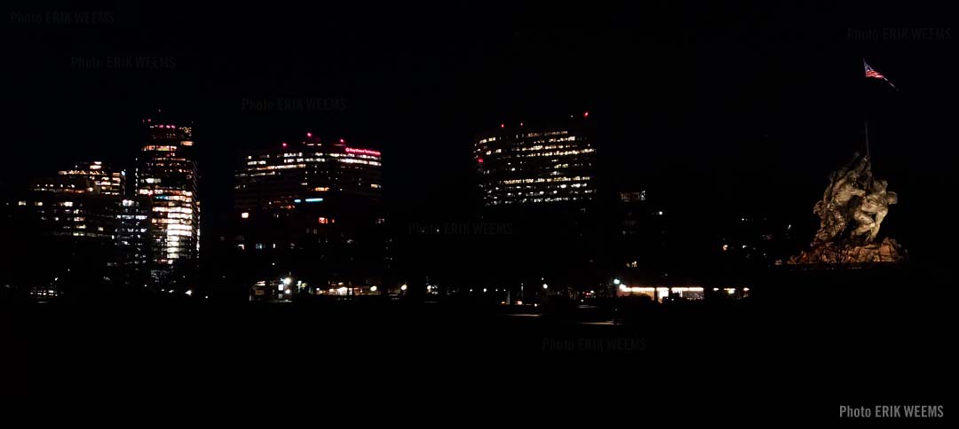 Click image to enlarge - The Iwo Jima Marine Corps Memorial and Arlington, Meade Park at night The Iwo Jima Marine Corps Memorial and Arlington, Meade Park at night