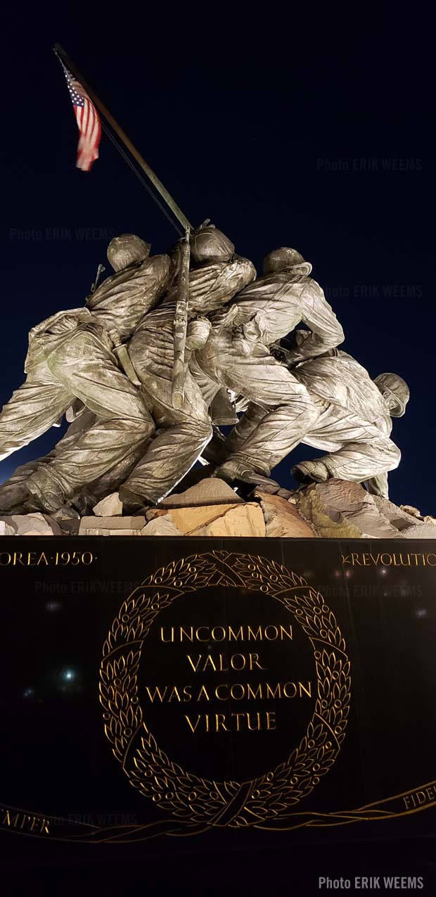 Click to enlarge image - The Marine Carops War memorial - Iwo Jima Memorial at night The Marine Carops War memorial - Iwo Jima Memorial at night