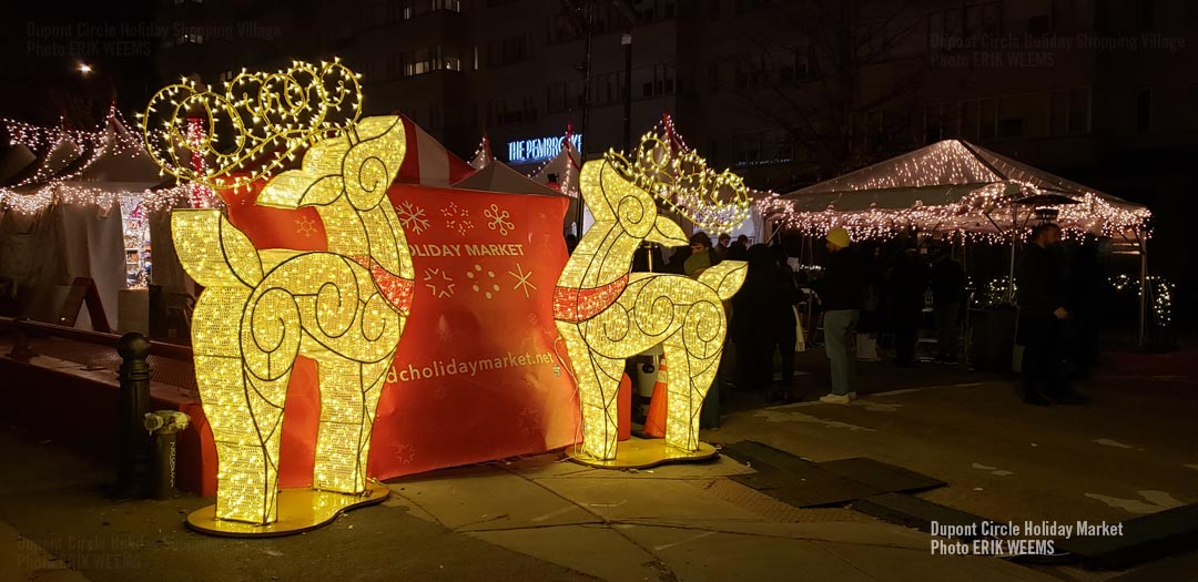The lighted reindeer at the Dupont Circle Holiday Market