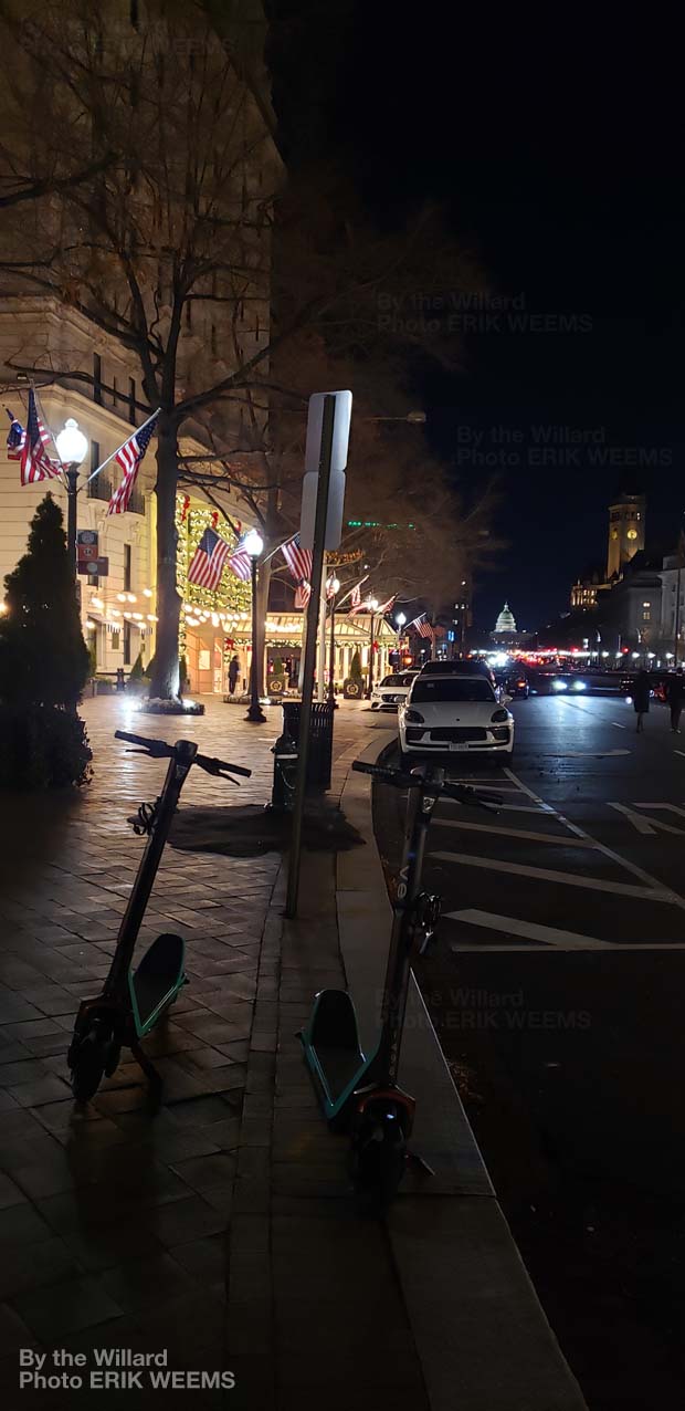 CLick to increase size - near the Willard Hotel at night with Capitol dome in distance Near the Willard Hotel at night with Capitol dome in distance