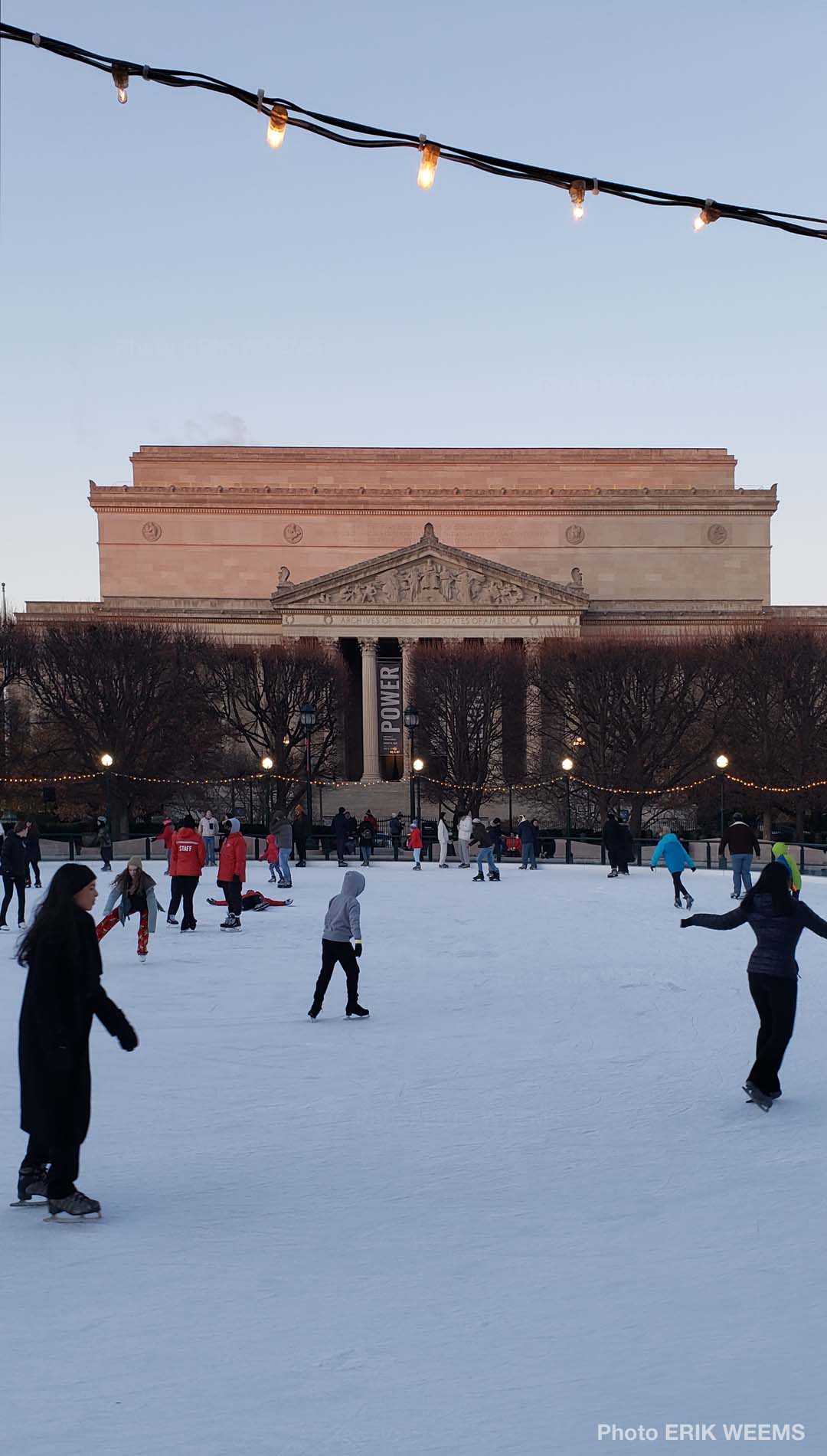 Ice Skating with the National Archives in the background