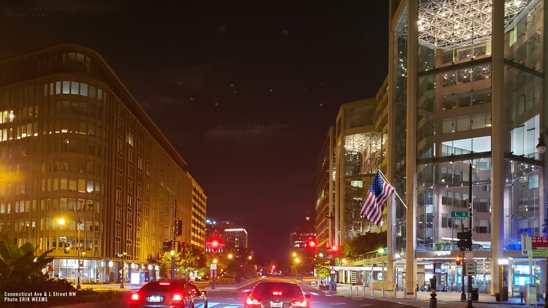 Click to enlarge - Connecticut Ave at L Street NW Washington DC at night Connecticut Ave at L Street NW Washington DC