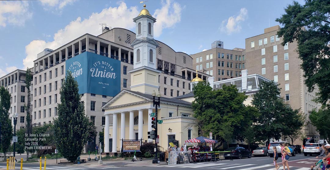 St Johns Church Lafayette Park under the sun July