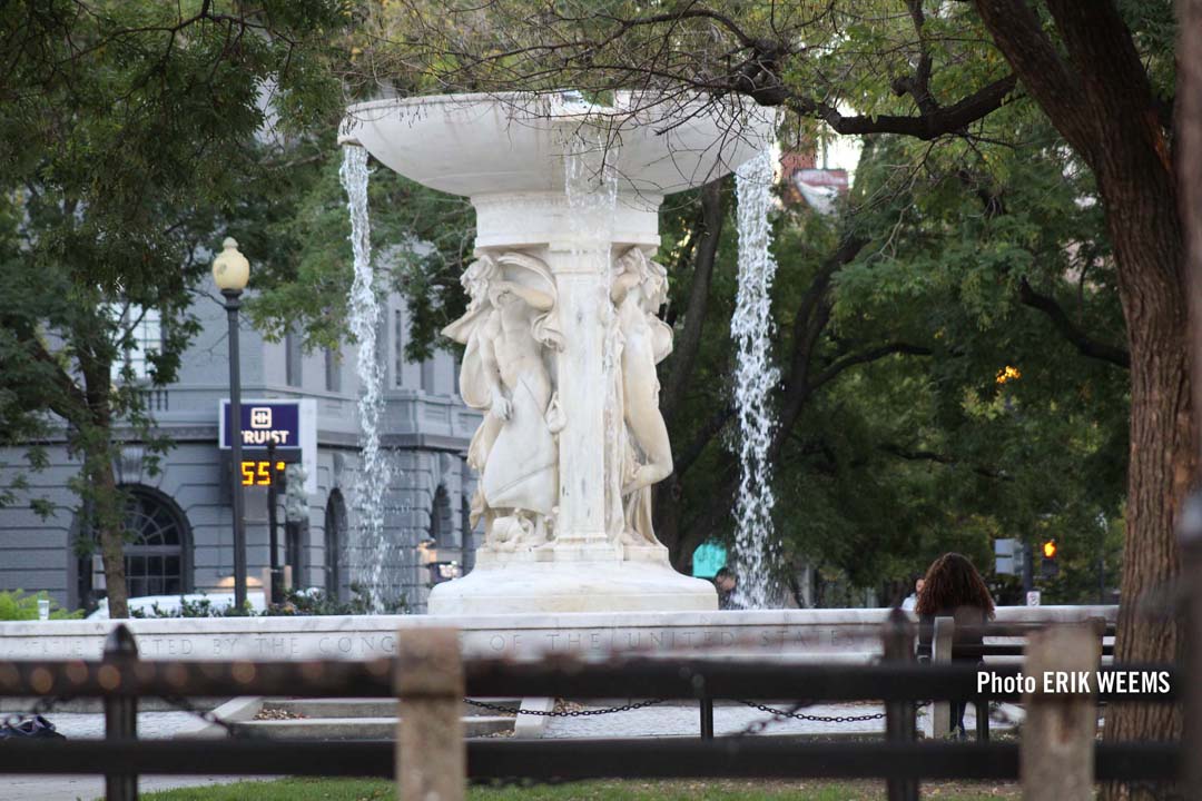 Waters flowing over the Dupont Circle Fountain Dupont Circle