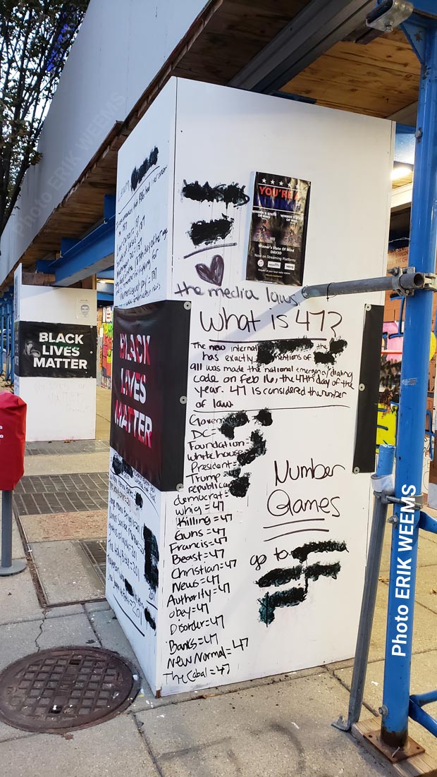 Pillar of graphetti and messages Lafayette Park area DC