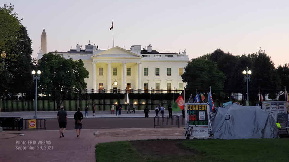 White House and the top of the monument early evening