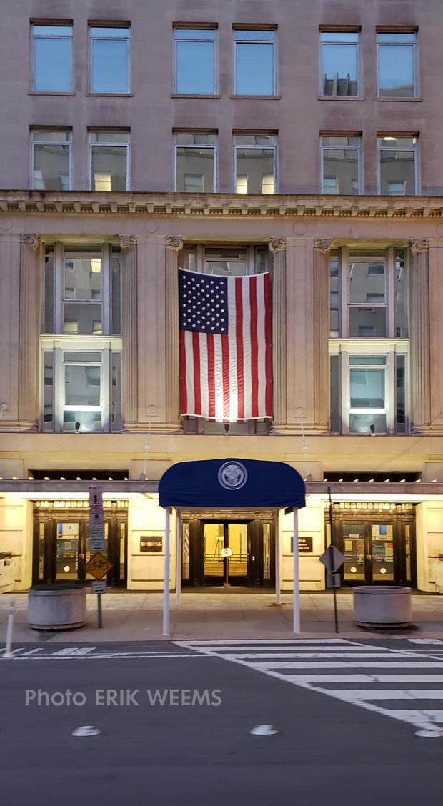 AFL-CIO Union Building with American flag AFL-CIO Union Building