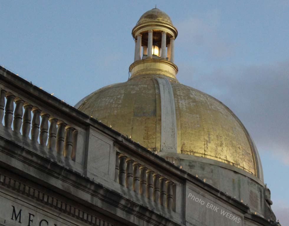 Golden dome of Farmers and Mechanics Bank Branch Georgetown