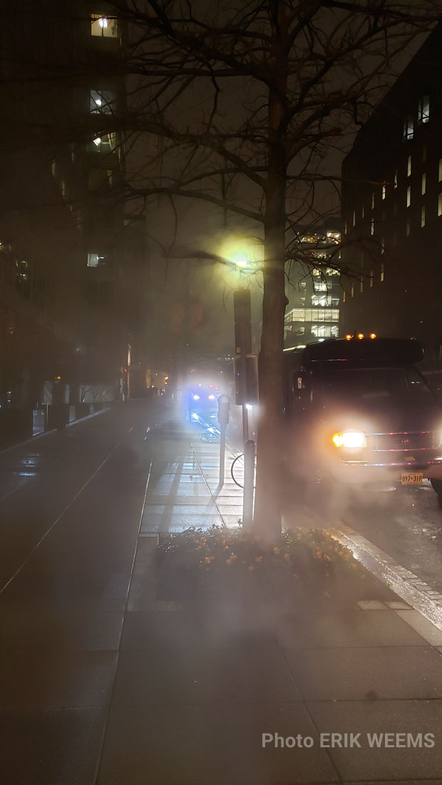 Steam on the street near White House on 17th NW