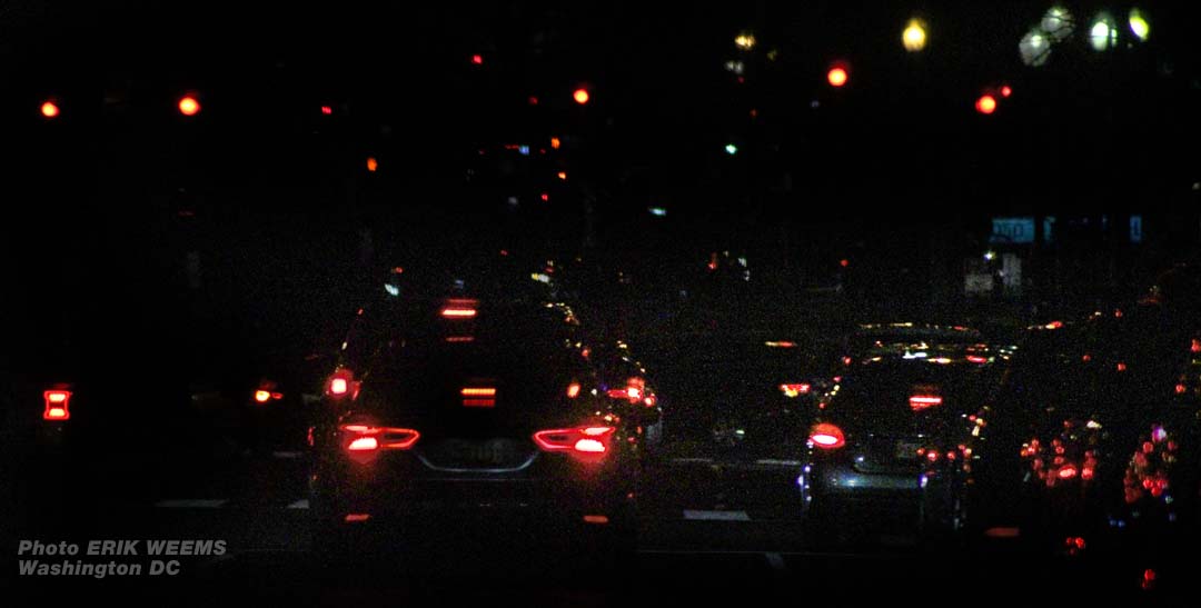 Washington DC traffic massed at night Washington DC traffic massed at night