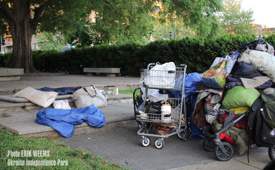 Homeless Goods and baggage on the street